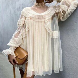 NWT ZARA VANILLA TULLE KNIT MINI DRESS